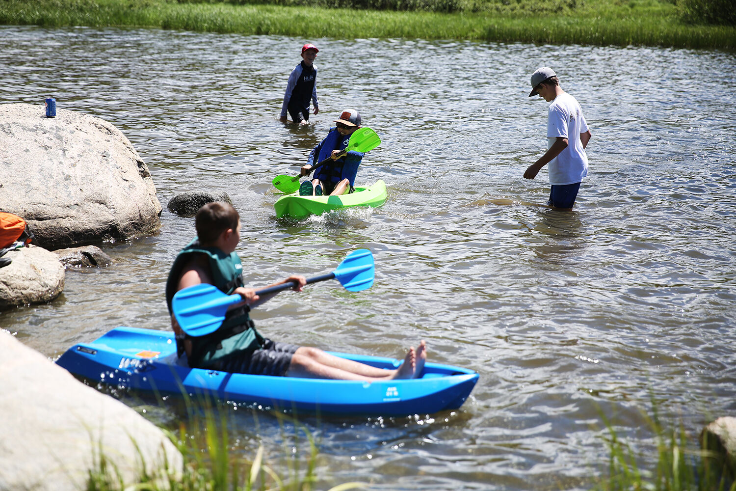 the kids were tired of fishing and had settled on cooling off